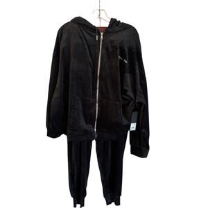 Bebe Sport Women’s Black Velour Hooded Track Suit Size 3X Bling NWT Y2K